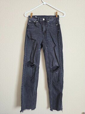 American Eagle Women's Distressed Black Jeans Size 000 Regular